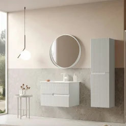 Meuble vasque suspendu 70 cm blanc 2 tiroirs RIVIA