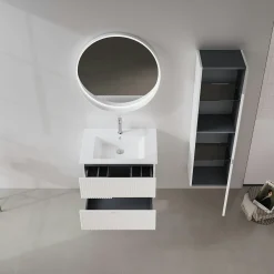 Meuble vasque suspendu 70 cm blanc 2 tiroirs RIVIA