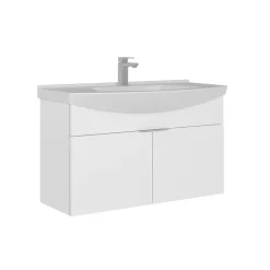 Meuble vasque suspendu 100 cm blanc 2 portes UMI