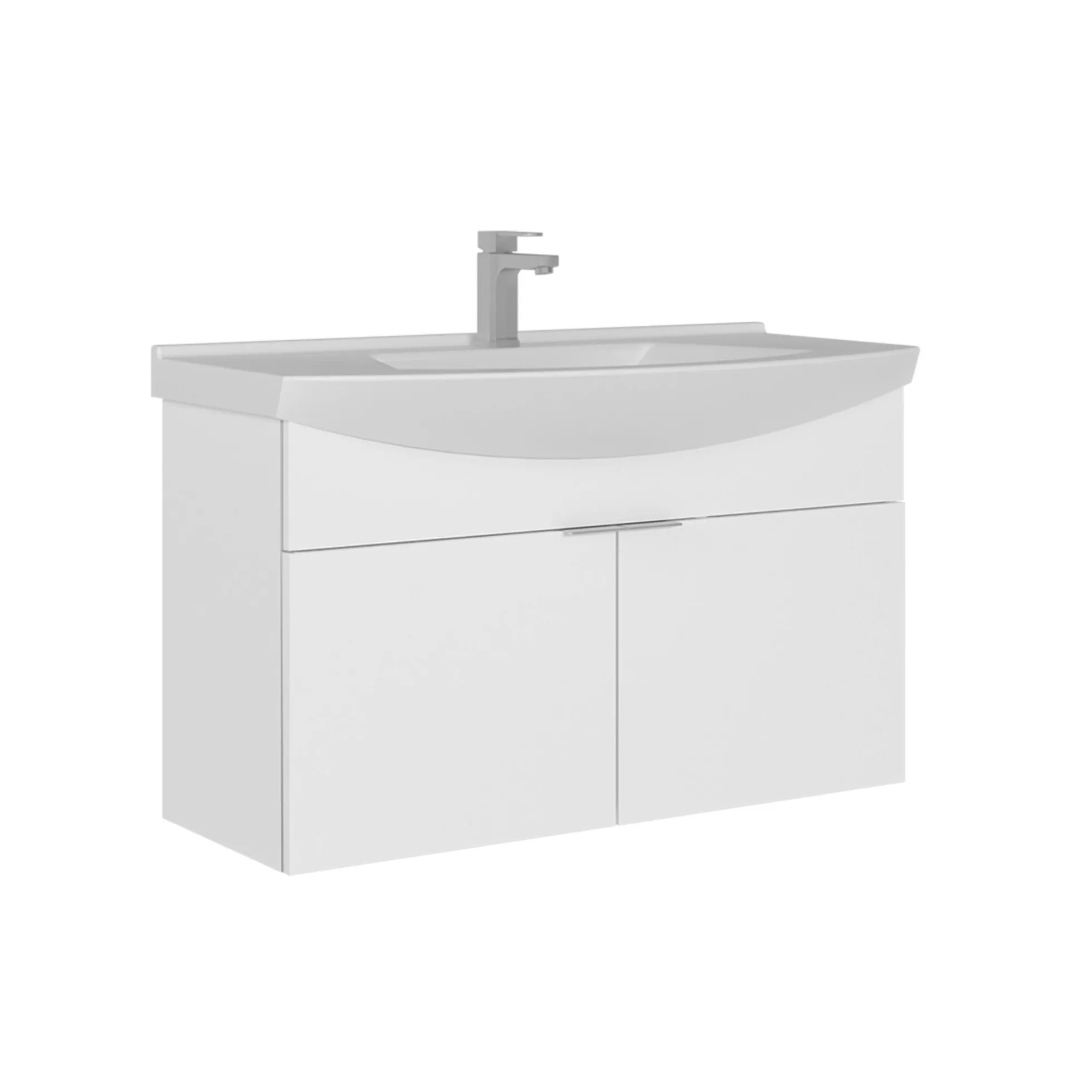 Meuble vasque suspendu 100 cm blanc 2 portes UMI
