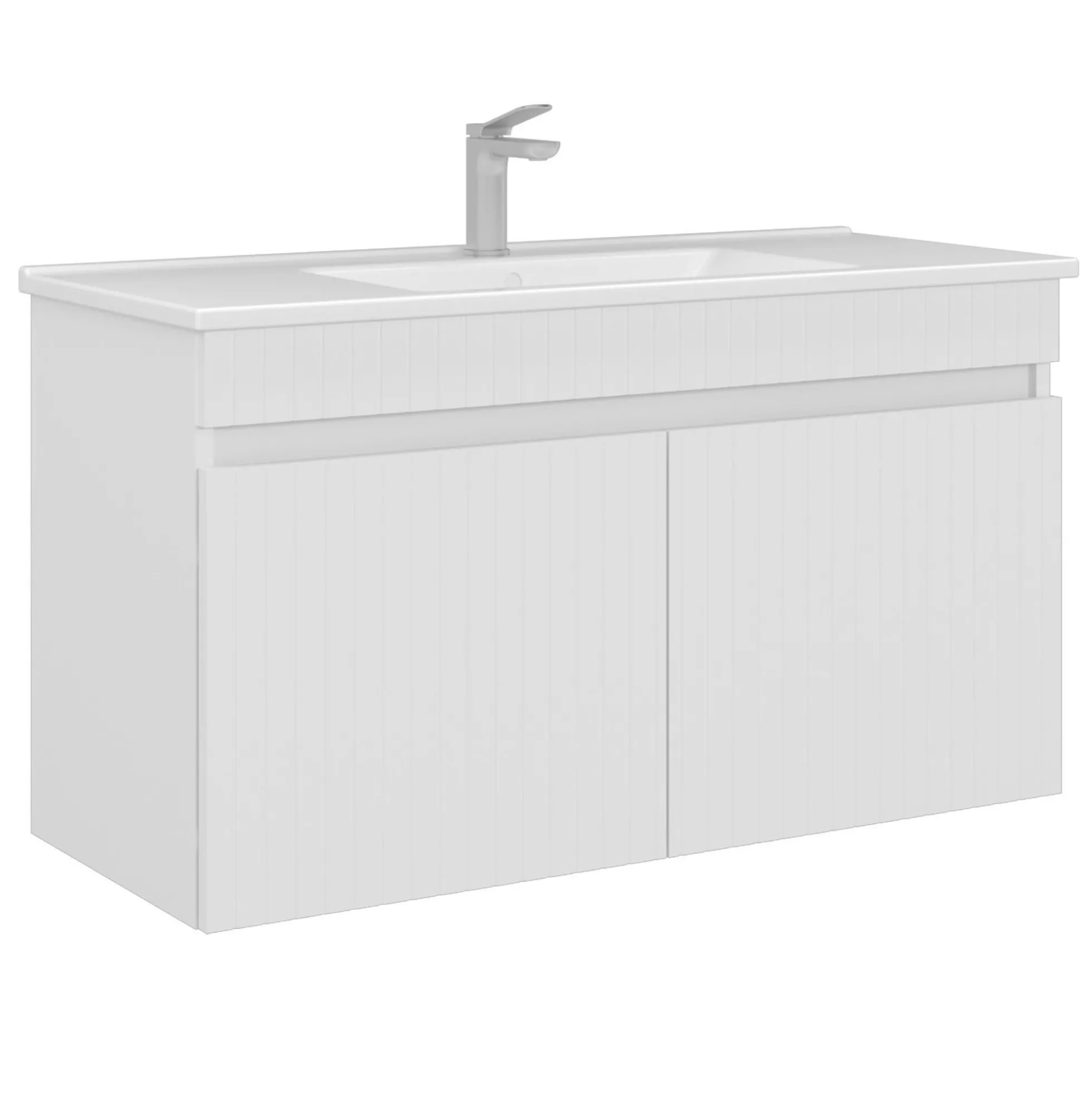 Meuble vasque suspendu 100 cm blanc 2 portes YARA