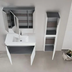 Meuble vasque suspendu 100 cm blanc 2 portes YARA