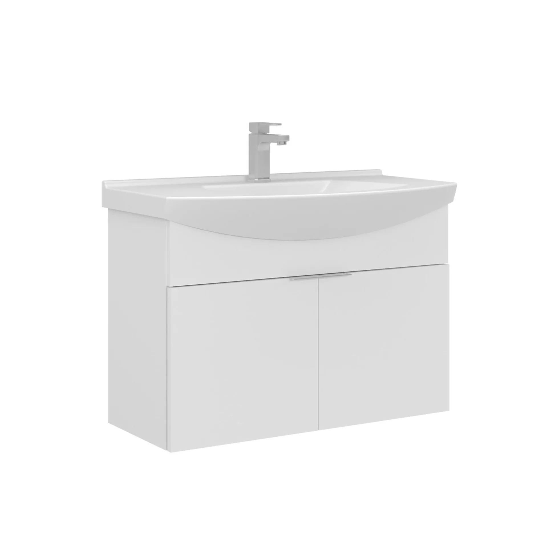 Meuble vasque suspendu 80 cm blanc 2 portes UMI