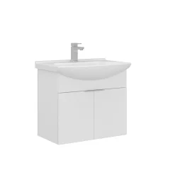 Meuble vasque suspendu 65 cm blanc 2 portes UMI