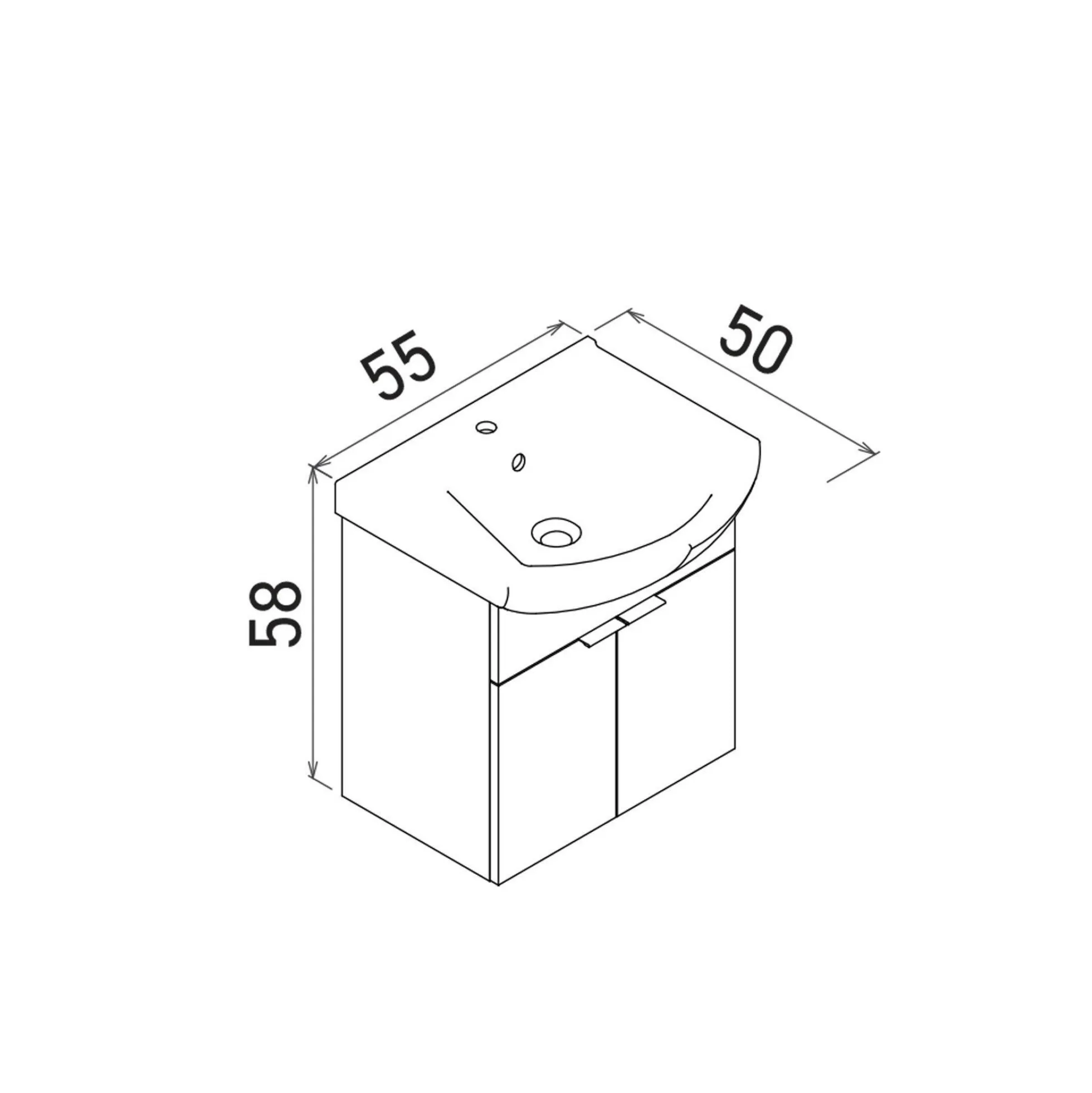 Meuble vasque suspendu 55 cm blanc 2 portes UMI