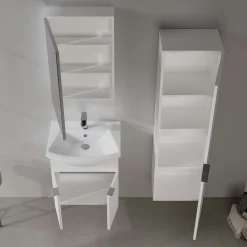 Meuble vasque suspendu 55 cm blanc 2 portes UMI