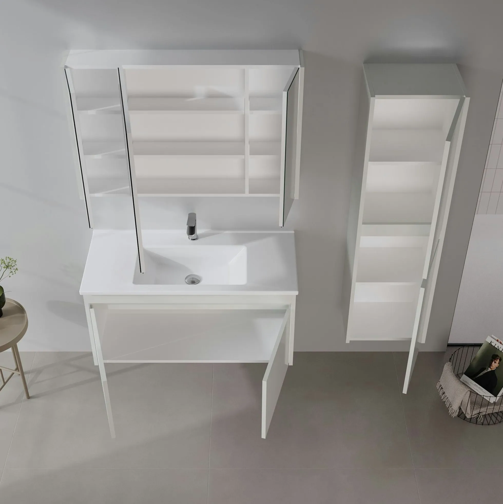 Meuble vasque suspendu 100 cm cachemire 2 portes NAÏA