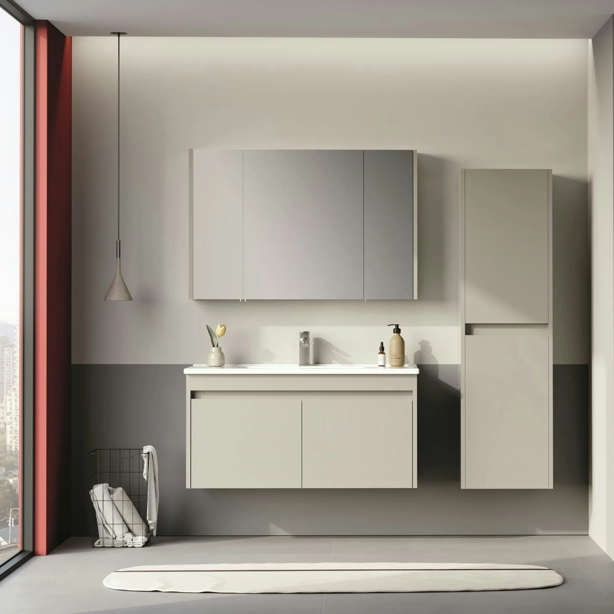 Meuble vasque suspendu 100 cm cachemire 2 portes NAÏA