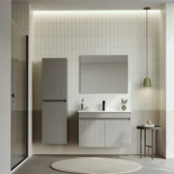 Meuble vasque suspendu 85 cm cachemire 2 portes YARA