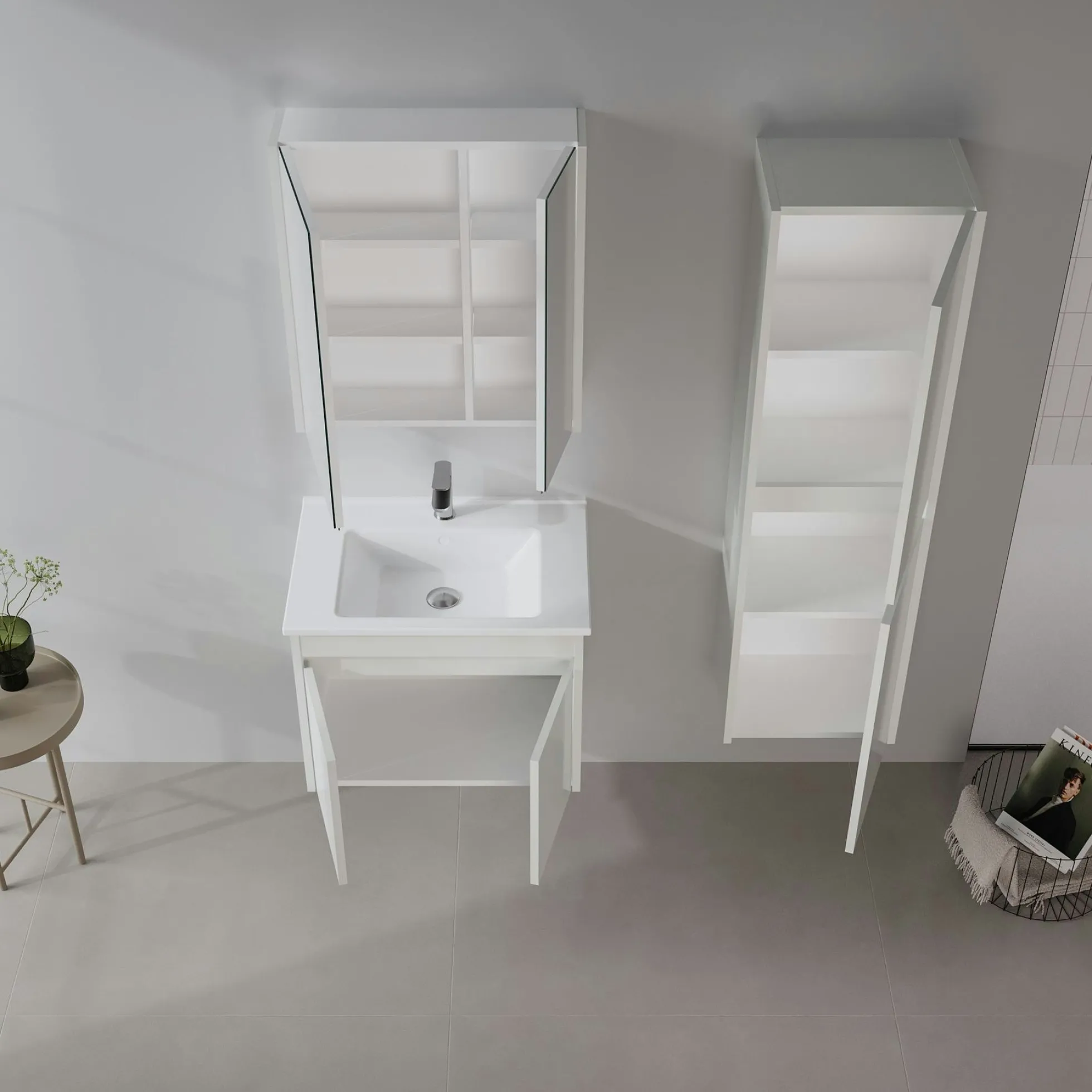 Meuble vasque suspendu 65 cm cachemire 2 portes NAÏA