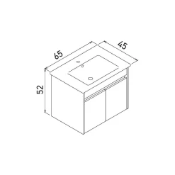 Meuble vasque suspendu 65 cm cachemire 2 portes NAÏA