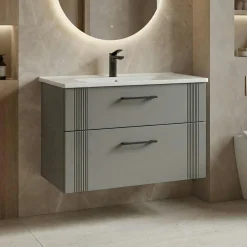 Meuble vasque suspendu 85 cm cachemire 2 tiroirs ONDIA