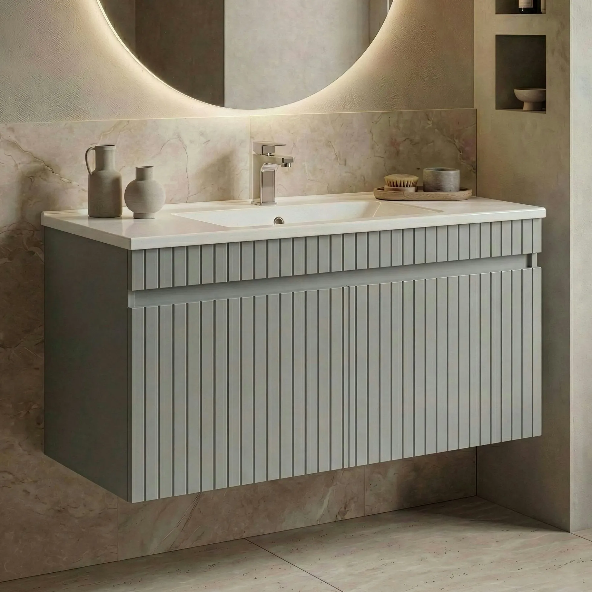 Meuble vasque suspendu 100 cm cachemire 2 portes YARA