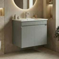 Meuble vasque suspendu 65 cm cachemire 2 portes YARA