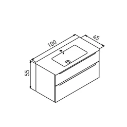 Meuble vasque suspendu 100 cm cachemire 2 tiroirs ELYO