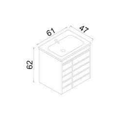 Meuble vasque suspendu 60 cm décor chêne 2 portes AÏGA