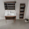 Meuble vasque suspendu 100 cm décor bois foncé 2 portes MOANA