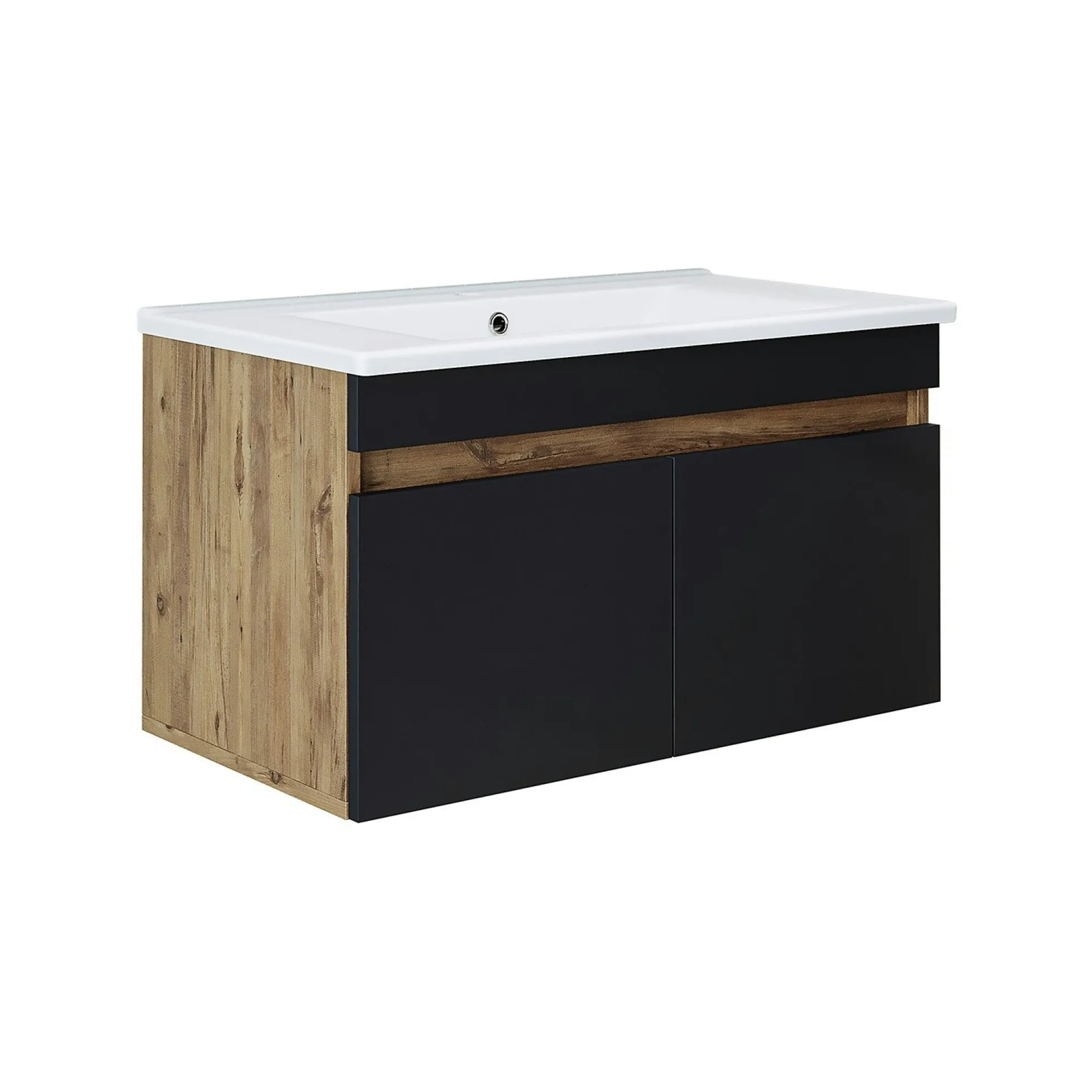 Meuble vasque suspendu 85 cm décor pin et gris 2 portes LAAN
