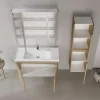 Meuble vasque suspendu 100 cm décor chêne 2 portes NEA