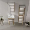 Meuble vasque suspendu 50 cm décor chêne 2 portes NEA