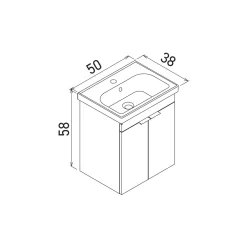 Meuble vasque suspendu 50 cm décor chêne 2 portes NEA