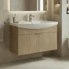 Meuble vasque suspendu 100 cm décor chêne 2 portes UMI