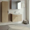 Meuble vasque suspendu 80 cm décor chêne 2 portes UMI