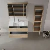 Meuble vasque suspendu 100 cm décor chêne 2 tiroirs MOANA