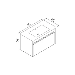 Meuble vasque suspendu 85 cm décor chêne 2 portes MOANA