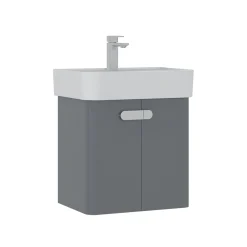 Meuble vasque suspendu 55 cm gris 2 portes DRIF