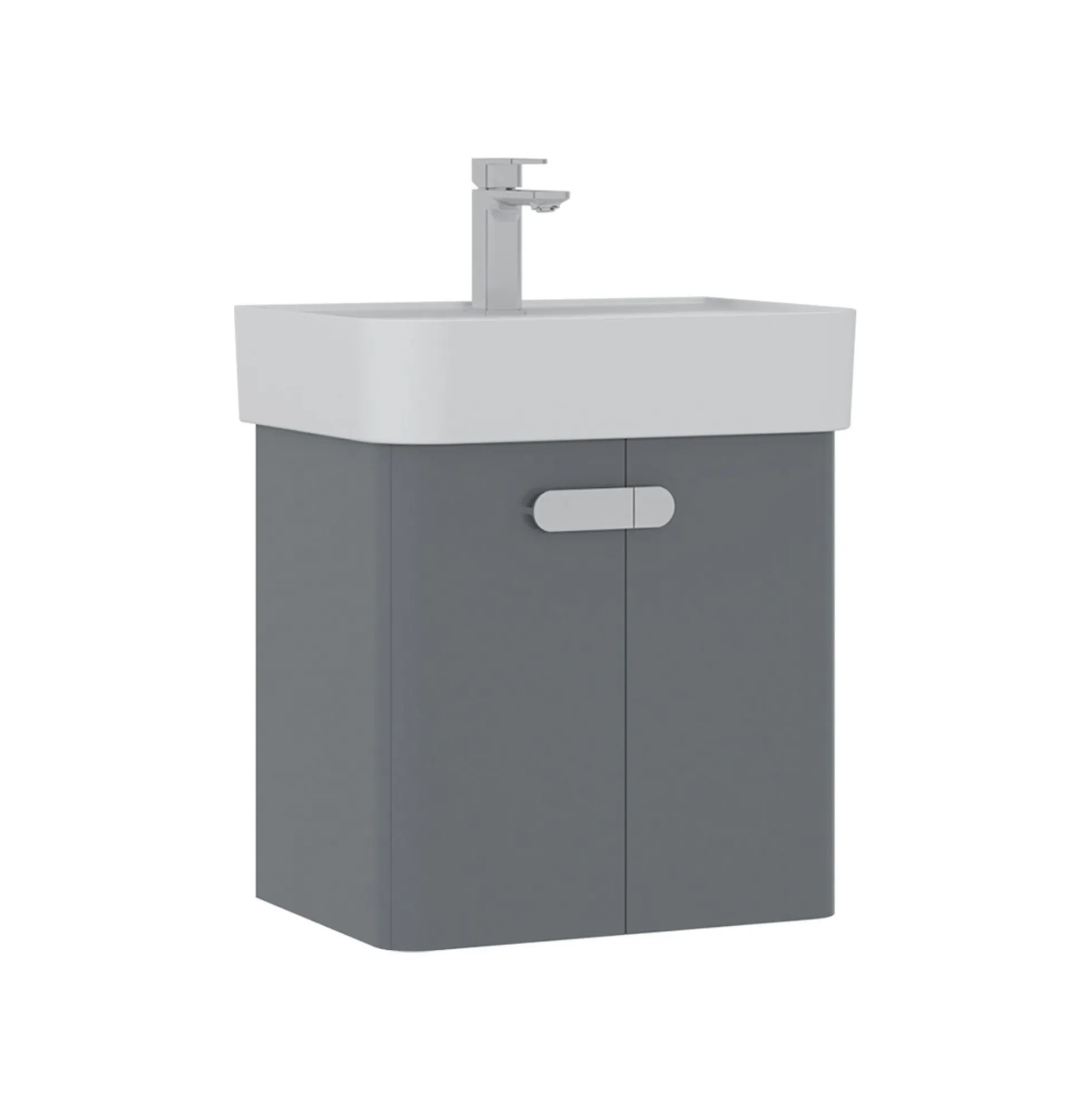 Meuble vasque suspendu 55 cm gris 2 portes DRIF