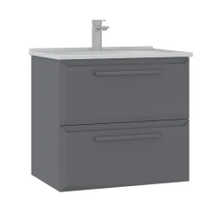 Meuble vasque suspendu 65 cm gris 2 tiroirs NEREE