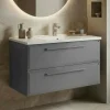 Meuble vasque suspendu 100 cm gris 2 tiroirs NEREE