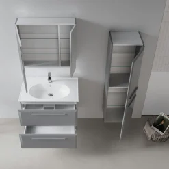 Meuble vasque suspendu 80 cm gris 2 tiroirs NEREE
