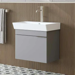 Meuble vasque suspendu 59 cm gris clair 1 porte NORIA