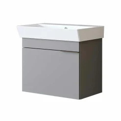 Meuble vasque suspendu 59 cm gris clair 1 porte NORIA