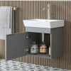 Meuble vasque suspendu 49 cm gris clair 1 porte NORIA