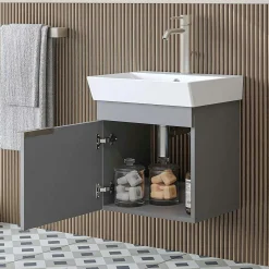 Meuble vasque suspendu 49 cm gris clair 1 porte NORIA