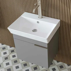 Meuble vasque suspendu 49 cm gris clair 1 porte NORIA