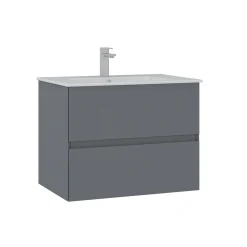 Meuble vasque suspendu 71 cm gris 2 tiroirs OCEA