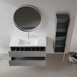 Meuble vasque suspendu 120 cm gris 2 tiroirs ORA