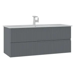 Meuble vasque suspendu 120 cm gris 2 tiroirs ORA