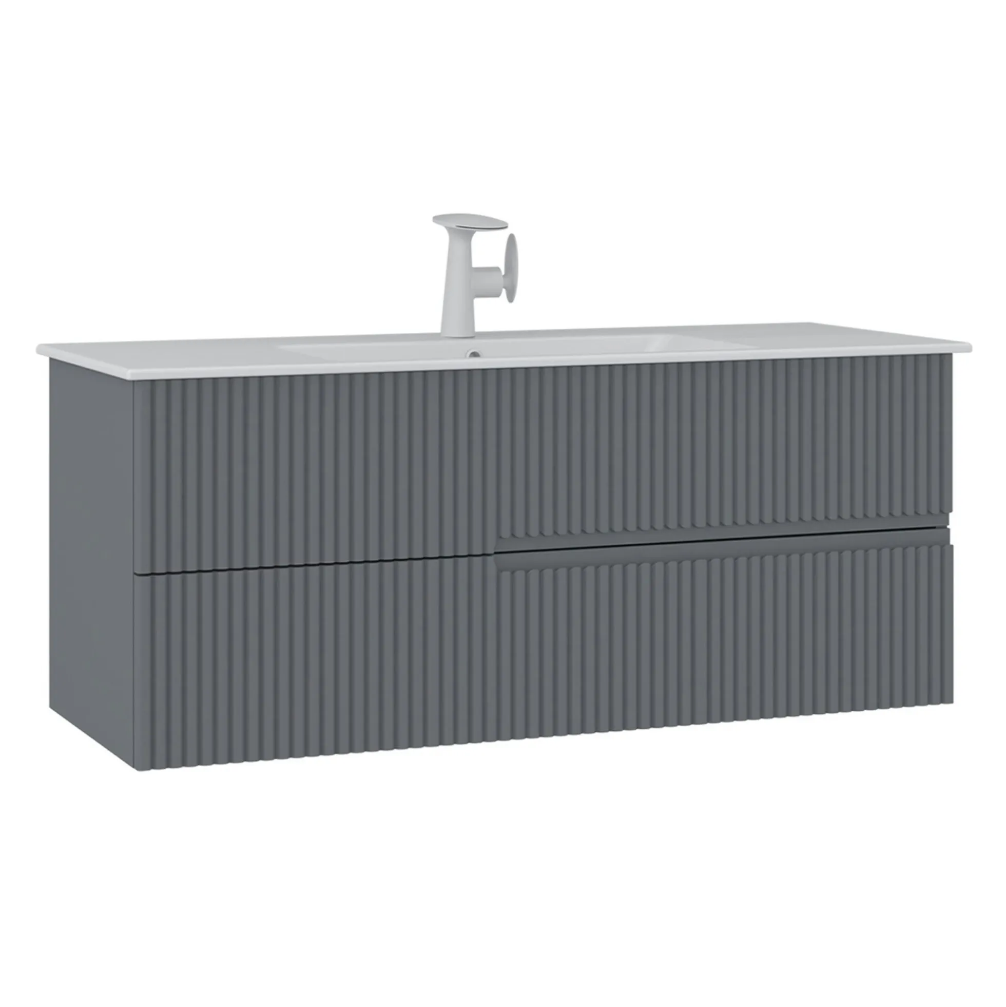Meuble vasque suspendu 120 cm gris 2 tiroirs ORA