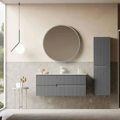 Meuble vasque suspendu 120 cm gris 2 tiroirs ORA