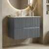 Meuble vasque suspendu 70 cm gris 2 tiroirs RIVIA