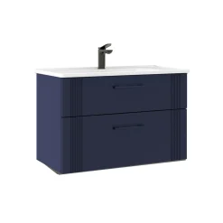 Meuble vasque suspendu 85 cm marine 2 tiroirs ONDIA