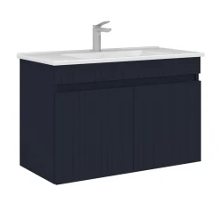 Meuble vasque suspendu 85 cm marine 2 portes YARA