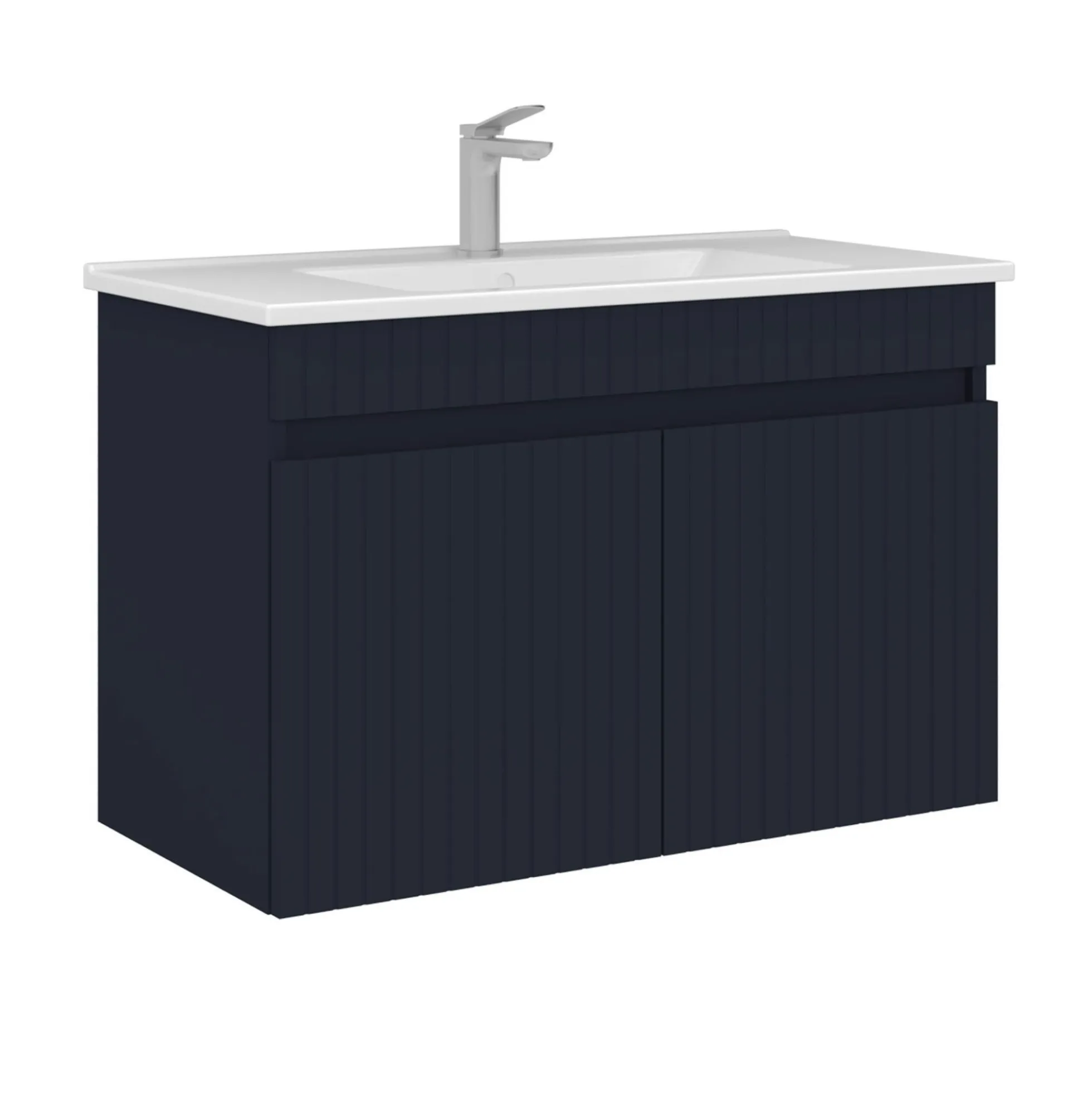Meuble vasque suspendu 85 cm marine 2 portes YARA