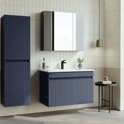 Meuble vasque suspendu 85 cm marine 2 portes YARA