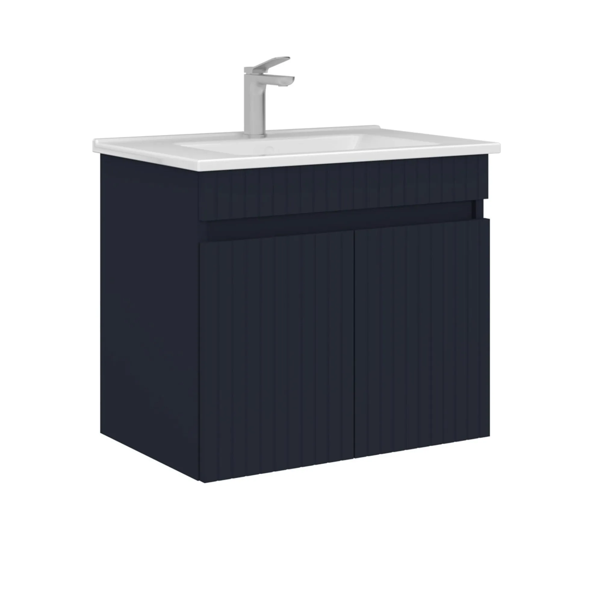 Meuble vasque suspendu 65 cm marine 2 portes YARA